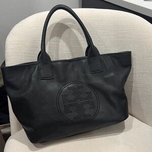 Tory Burch Black Leather Tote Sophisticated Design